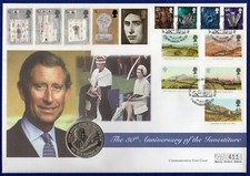 GB &pound;5 Coin Cover, Investiture Anniversary, Charles 50th Birthday (Ref. t5731)