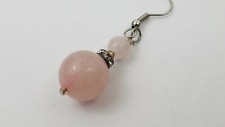 Single Pierced Earring Pink Bead with Rhinestones Vintage Repurpose Crafts