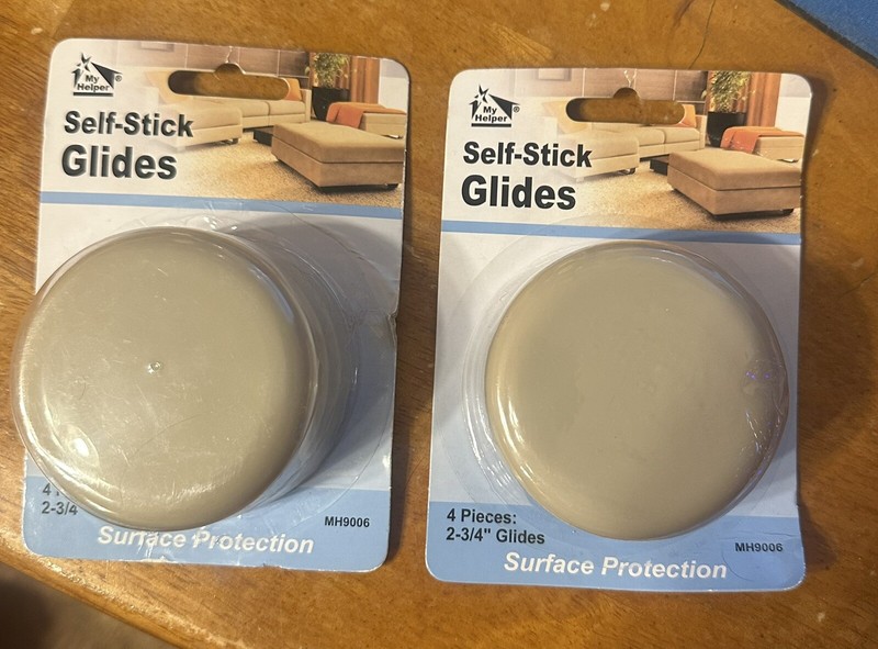 Furniture Chair Leg Glides Self Stick Glides, 2 Packs of 4 -  New