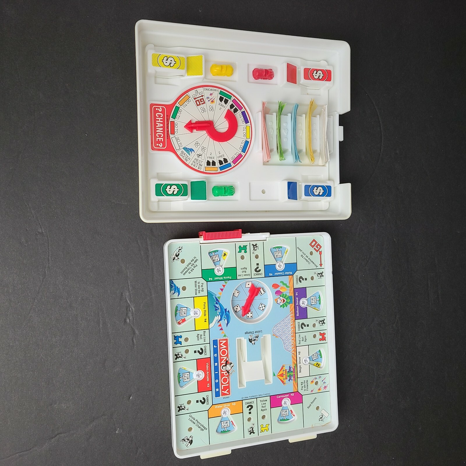 Monopoly Jr Junior Travel Game Parker Brothers 1994 w/cash And 3 Cars