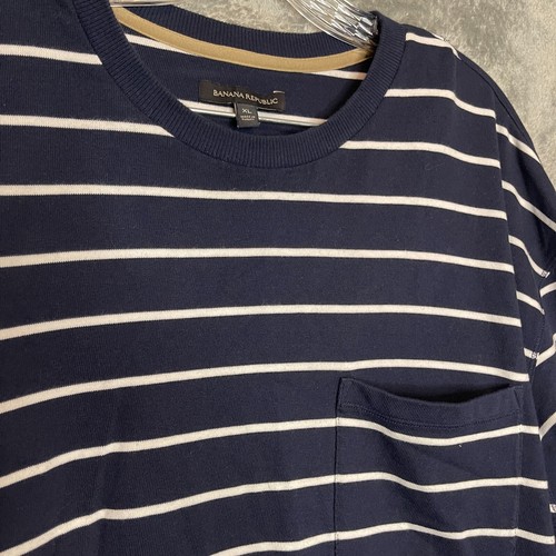 Banana Republic Men Classic Preppy Striped Crew Heavyweight Cotton TShirt XL - Picture 5 of 14