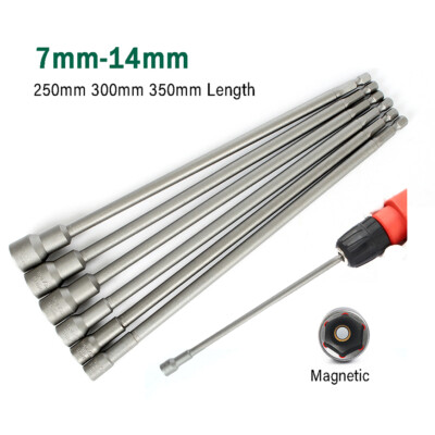 Magnetisch lang Stecknuss Bit 7mm - 13mm Nuss Akkuschrauber 1/4'' Steckschlüssel