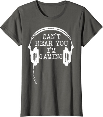 Funny Gamer Gift Headset Can't Hear You I'm Gaming Ladies' Crewneck T-Shirt