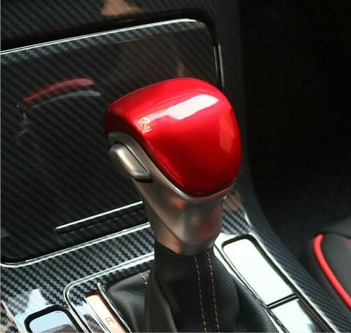 For KIA Forte 2019-2021 Red Steering Wheel Trim + Console Gear Shift Knob Cover - Picture 3 of 9