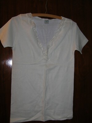 Liabel Womens Short Sleeve Stretch CAMISOLE TOP White Sz 3 EU(Small US) 25'' L  C