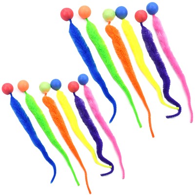 6pcs Cat Kitten Balls with Tail Safe Toy Play Interactive Dog Puppy Cat Ball Toy