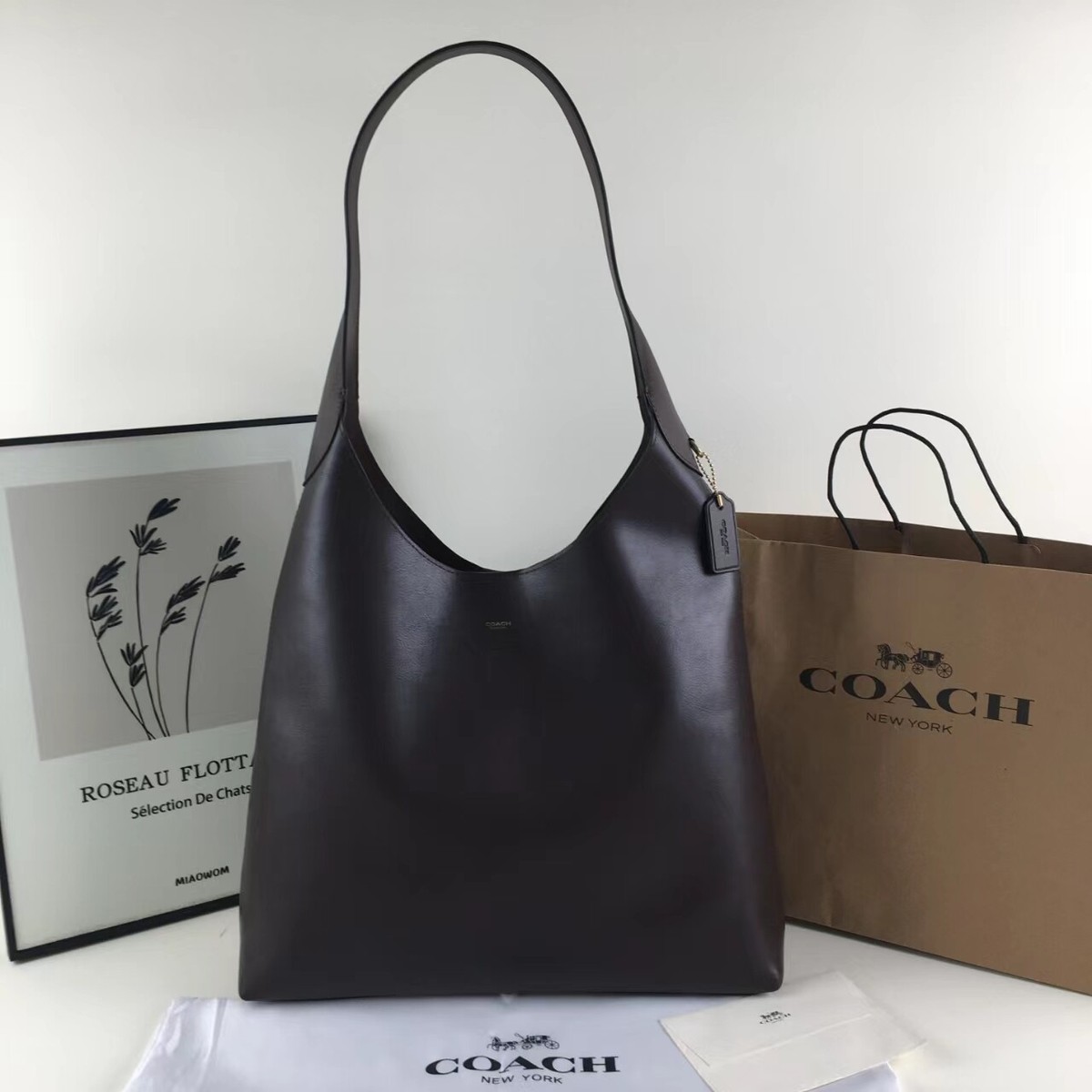Coach Brooklyn Shoulder Bag 39 Dark Brown Leather CU044