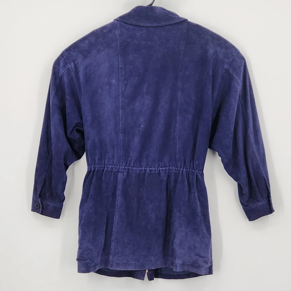 Винтажный Bally темно синий молнии замшевая куртка карманы с зауженной талией женщин 6 роскошь - Изображение 2 из 4