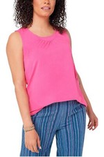 Denim  Co. Essentials Jersey Tank With Curved Hem Bright Rose Pink