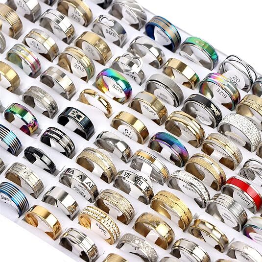 100 X Bulk Lot Stainless Steel Rings For Men And Women Fashion Ring ...