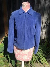 Revue Suede Leather Womens Blue Short Jacket Sz8