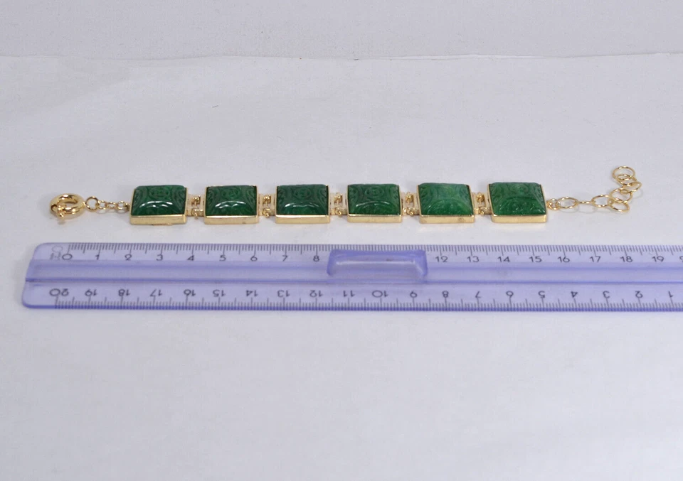 BRACCIALE IN ARGENTO 925 CON GIADA VERDE RETTANGOLI                    AGRP 0147 - Immagine 3 di 3