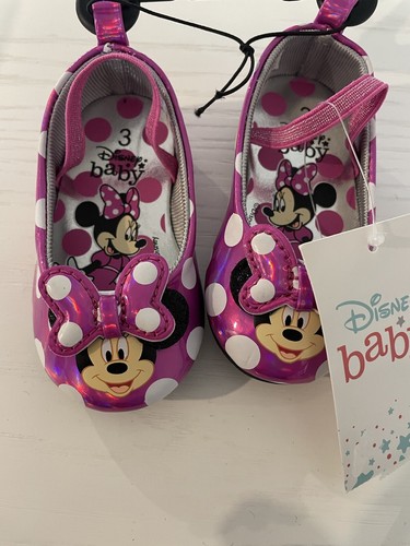 Nuevo con etiquetas Niñas Disney Bebé Minnie Mouse Zapatos Talla 3 Rosa Blanco Plata Lunares Vestido - Imagen 2 de 5