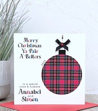 Personalised Handmade Scottish Christmas Card, Friends, Couple, Auntie, Sister