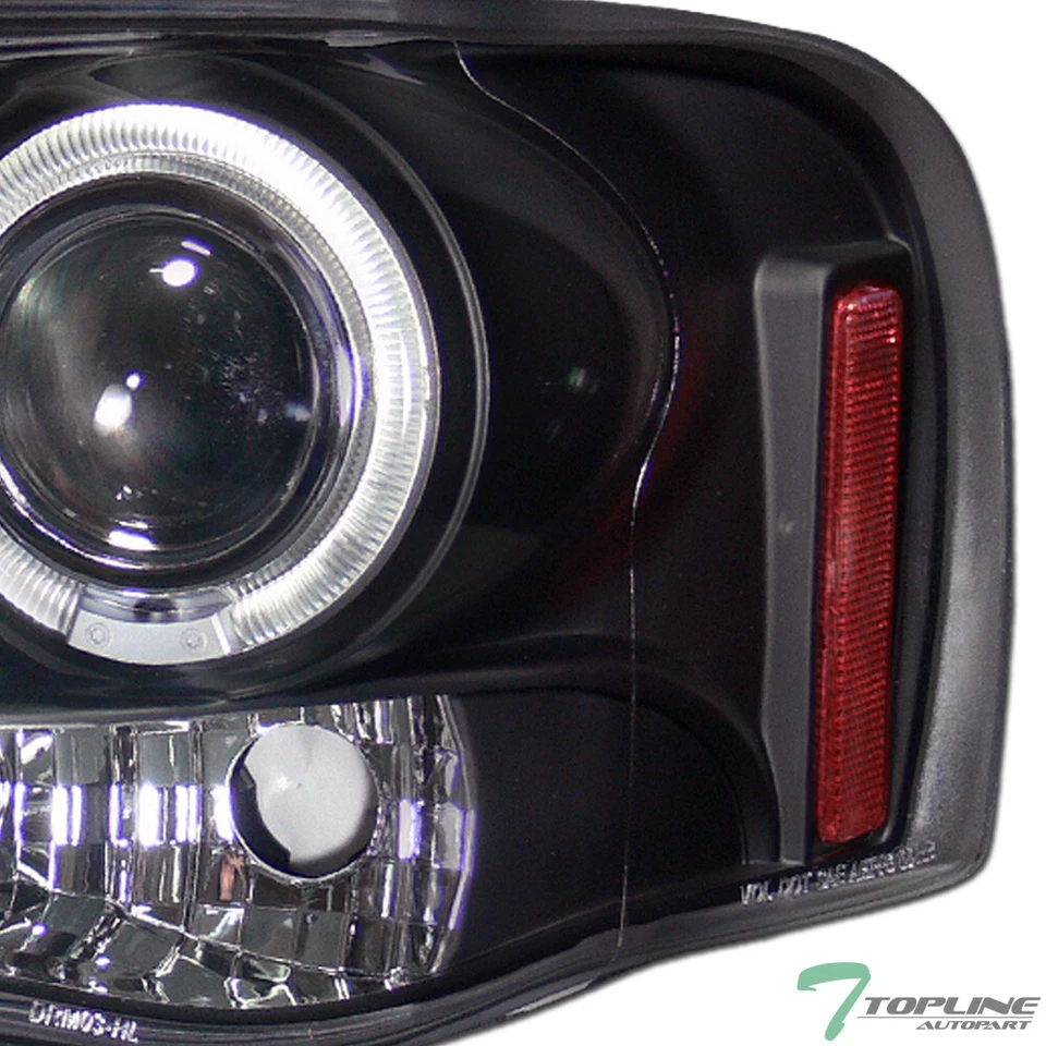 Topline For 2002-2005 Dodge Ram LED Halo Projector Headlights Signal Amber - Blk Foto 3 de 4