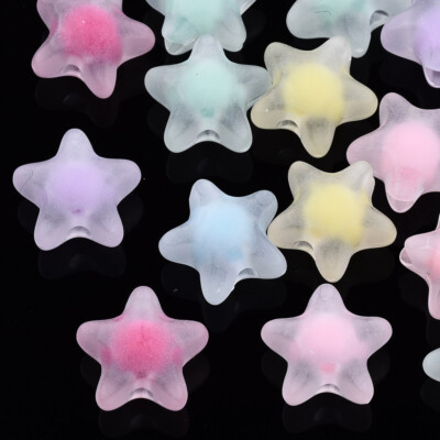 100 Stck. Acryl Pastell Stern Perlen Transparent Mattiert Bunt Kawaii Perle 11 mm