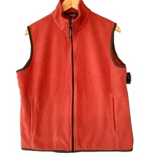 Woolrich Polar Fleece Vest Womens Large Muted Rust Zip Front Outdoor Layer