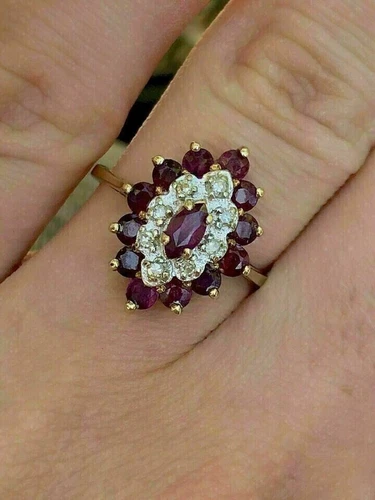 2 Ct Marquise Cut Simulated Ruby Engagement Cocktail Ring 14k Yellow Gold Plated