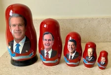Golden Cockerel 6" Russian Nesting Dolls Presidents Bush Reagan Nixon Ford
