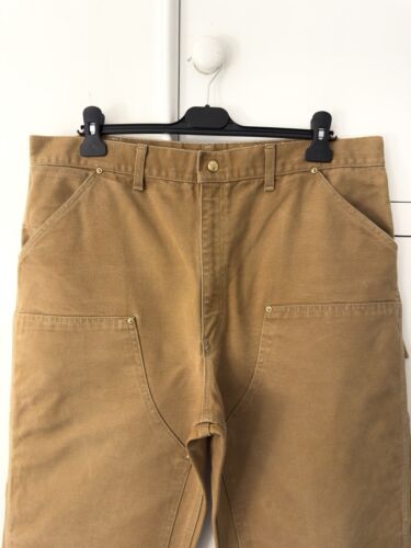 Vintage Brown Carhartt Loose Straight Double Knee Canvas Carpenter Jeans W36 L24 - Bild 3 von 21