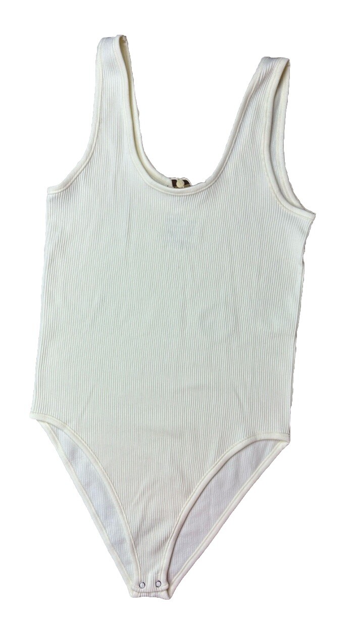 INLYRIC Women’s Bodysuit Size Large Sleeveless Tank Top Creamy White NWT