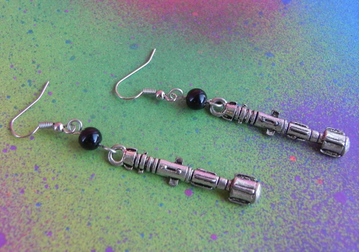 Doctor Who Sonic Screwdriver Charm Drop Earrings Horror 10th Dr