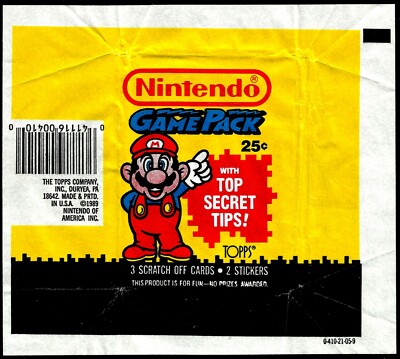 nintendo game pack ニンテンドーゲームパック TOPPS, NINTENDO GAME PACK ORIGINAL WRAPPER, YEAR 1989, MARIO ART