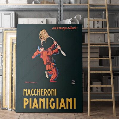 Maccheroni Pianigiani, 1922 Vintage Ads Food Pasta Kitchen Canvas Wall Art Print