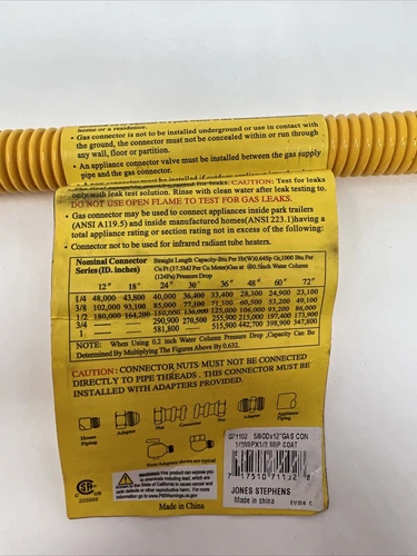 Jones Stephens G71102 12" Stainless Steel Gas Connector - Yellow - Picture 2 of 9