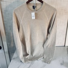 J Crew Sweater 100 Cotton Oatmeal Tan Crew Neck Men  s Size Medium New T