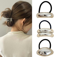 3 PCS Metal Hair Ties Gold Hair Cuffs Metal Hair Cuffs for Ponytails Gold Hair T