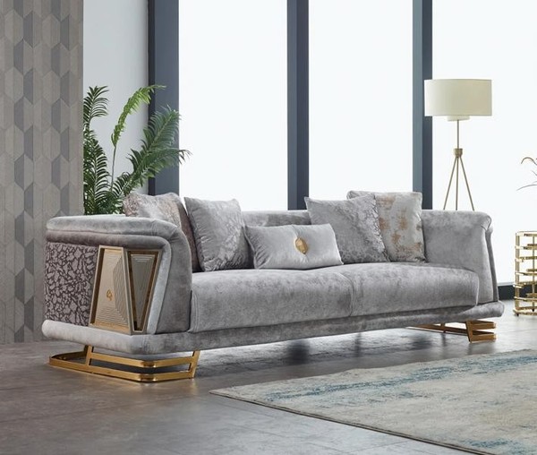 Couch Dreisitzer Sofa 3 Sitzer Stoffsofa Polstersofa Grau Sofas Modern-image