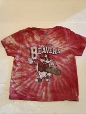 Buc-ee's Beavers T-Shirt Youth XSmall Red Tie-Dye Baseball Graphic Tee Texas