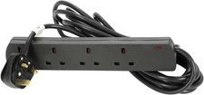 Image of Mercury | UK 4 Gang Extension Lead, Black 5.0m - BS1363/A | 
