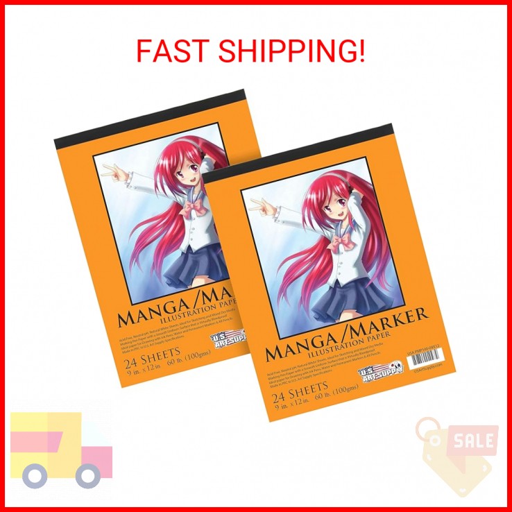 U.S. Art Supply 9" x 12" Premium Manga Marker Paper Pad (2 P