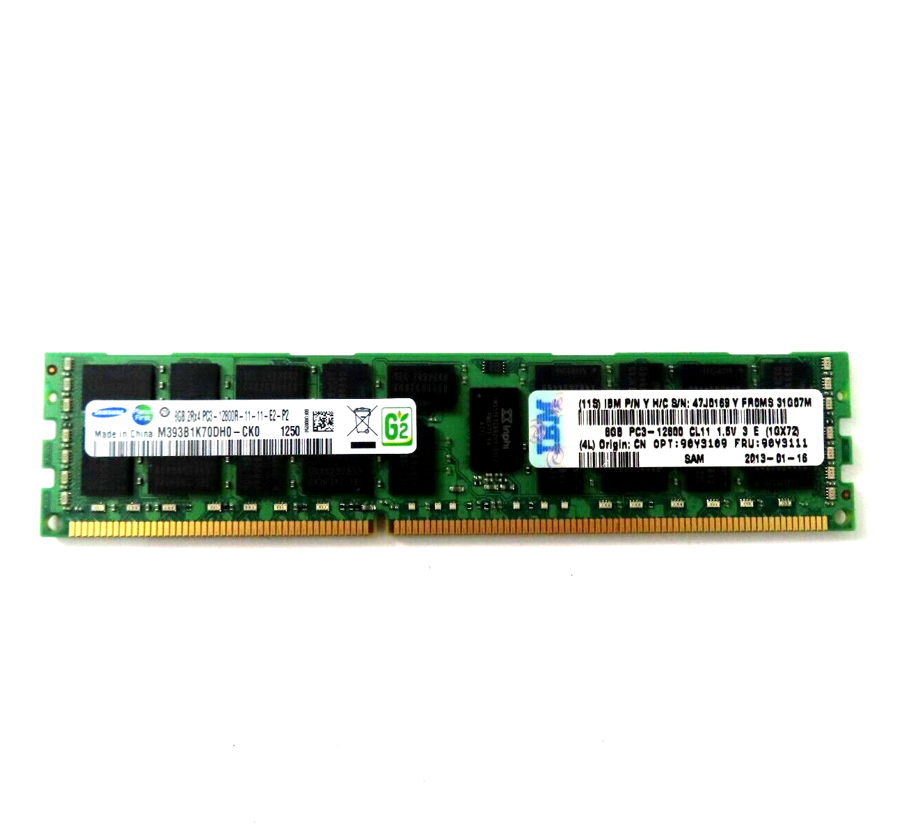 8GB RDIMM 2Rx4 DDR3 PC3-12800R 1600MHz (240 Pin) (ECC) Memory for Server