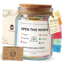 Bible Verse Jar - Prayer Jar with 90 Color-Coded Scripture Cards - Daily Faith