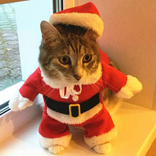 Christmas Cat Costumes Funny Santa Claus Clothes for Small Cats Dogs Xmas New Ye
