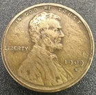 1909-S Lincoln Wheat Cent 1c VF Condition