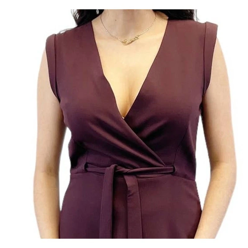 Vestido Theory para mujer 6 Pavita Trinity 2 Ponte tejido elástico borgoña envoltura sintética Foto 3 de 4