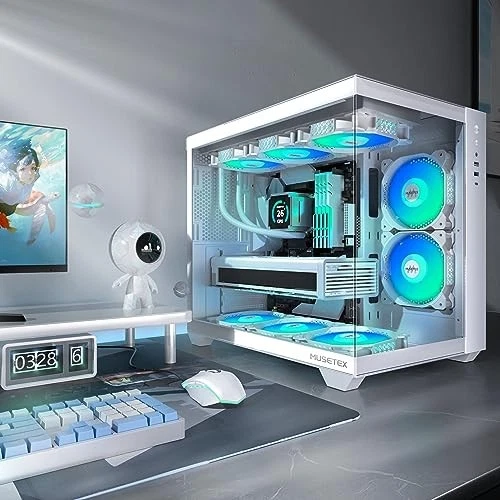 MUSETEX PC Gehäuse ATX,6 PWM ARGB Lüfter vorinstalliert,360MM Rad Unterstützu... - Bild 3 von 4