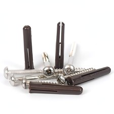 No10 / 5mm A2 Stainless Steel Pozi Round Head Wood Screws Plus Brown Wall Plugs