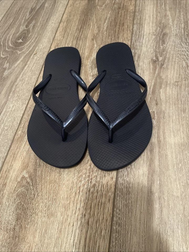 Sandalias Havaianas Slim Chanclas para mujer, negras, 39/40, EE. UU. Mujer 7/8 Foto 3 de 3
