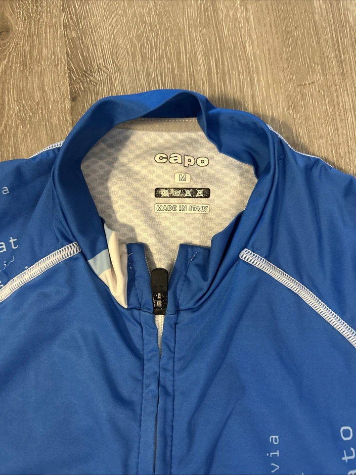 Capo Men's Cycling Jersey Blue Black Zippered Front - Image 2 of 4