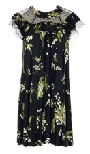 Valentino Lily of the Valley Pleated Mini Dress Small