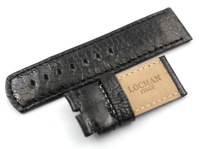 Watch Band Locman Leather Ostrich Black 24/24mm Handmade Original Top Quality