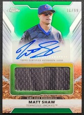 2025 TOPPS PRO DEBUT MATT SHAW #PDJAR-MS JUMBO PATCH AUTO AUTOGRAPH /99 CUBS