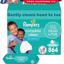 Hypoallergenic Extra Strength Baby Wipes Fresh Scent 864 Count Gentle Clean New