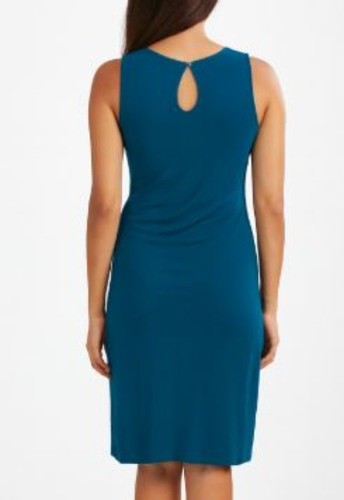 Vestido midi Vince Camuto talla 16 verde azulado sin mangas acanalado ceñido al cuerpo delantero ojo de cerradura - Imagen 7 de 12