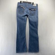 True Religion Jeans Women's 30 Blue Bootcut Boot Made In USA Flap Pockets y2k